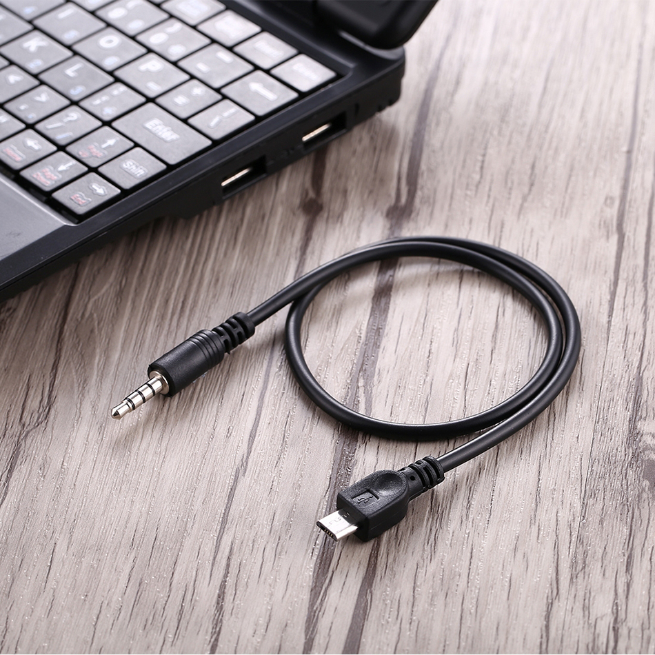 Cm Micro Usb Male To Mm Male Aux Audio Cable Black